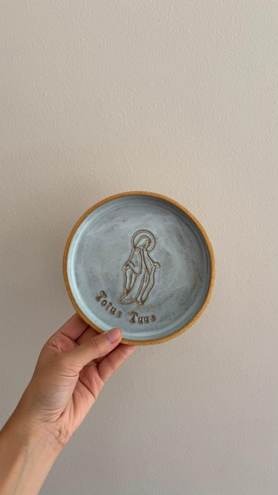 Prato/porta-terço "Totus Tuus" com Nossa Senhora